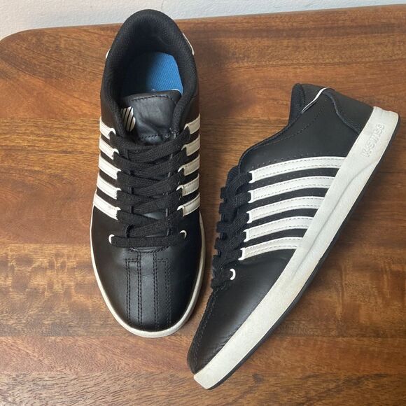 K-Swiss Varsity  Black White Low Shoes Sneakers - Picture 1 of 10